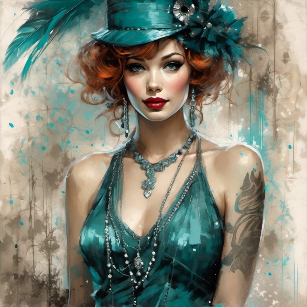 Grunge Fantasy Poster of Flapper Girl