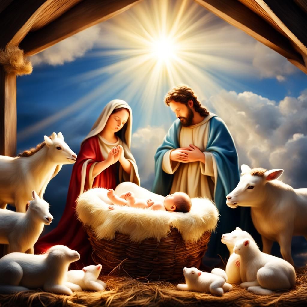 Nativity Scene: Baby Jesus in Manger