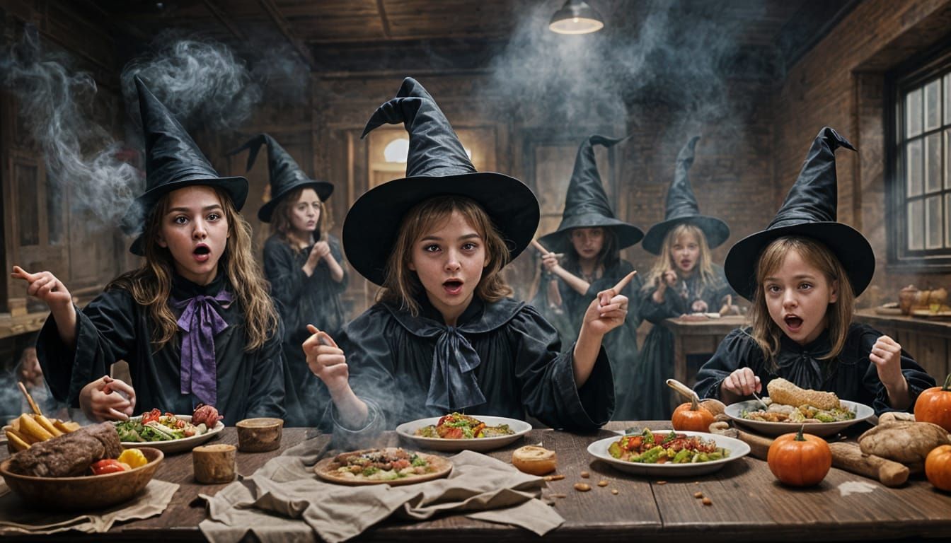 Witches and Wizards Food Fight with Spells