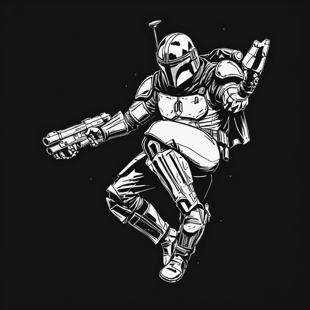 Mandalorian in Comic Book Style Illustration