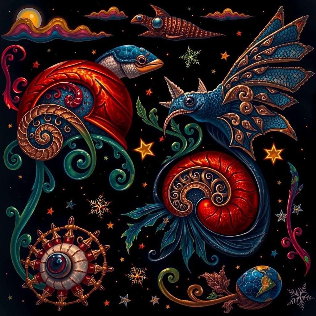 Stunning Macro View of Nautilus Curves Under a Starry Night ...