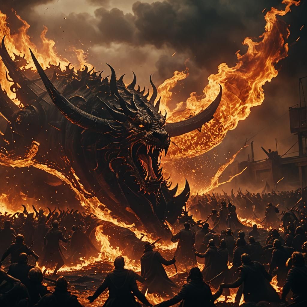 Lucifer's Fiery Crash: A Cinematic Film Still