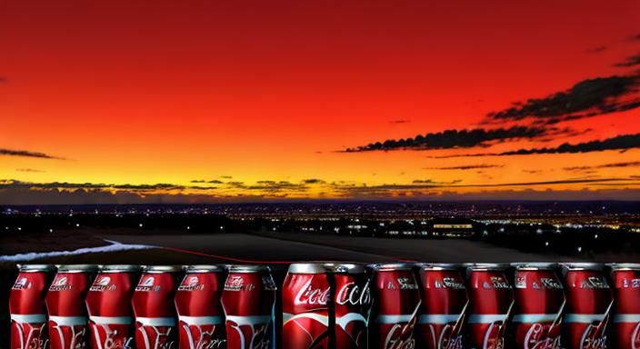 Coca-Cola Cans in a Red Monochrome Landscape