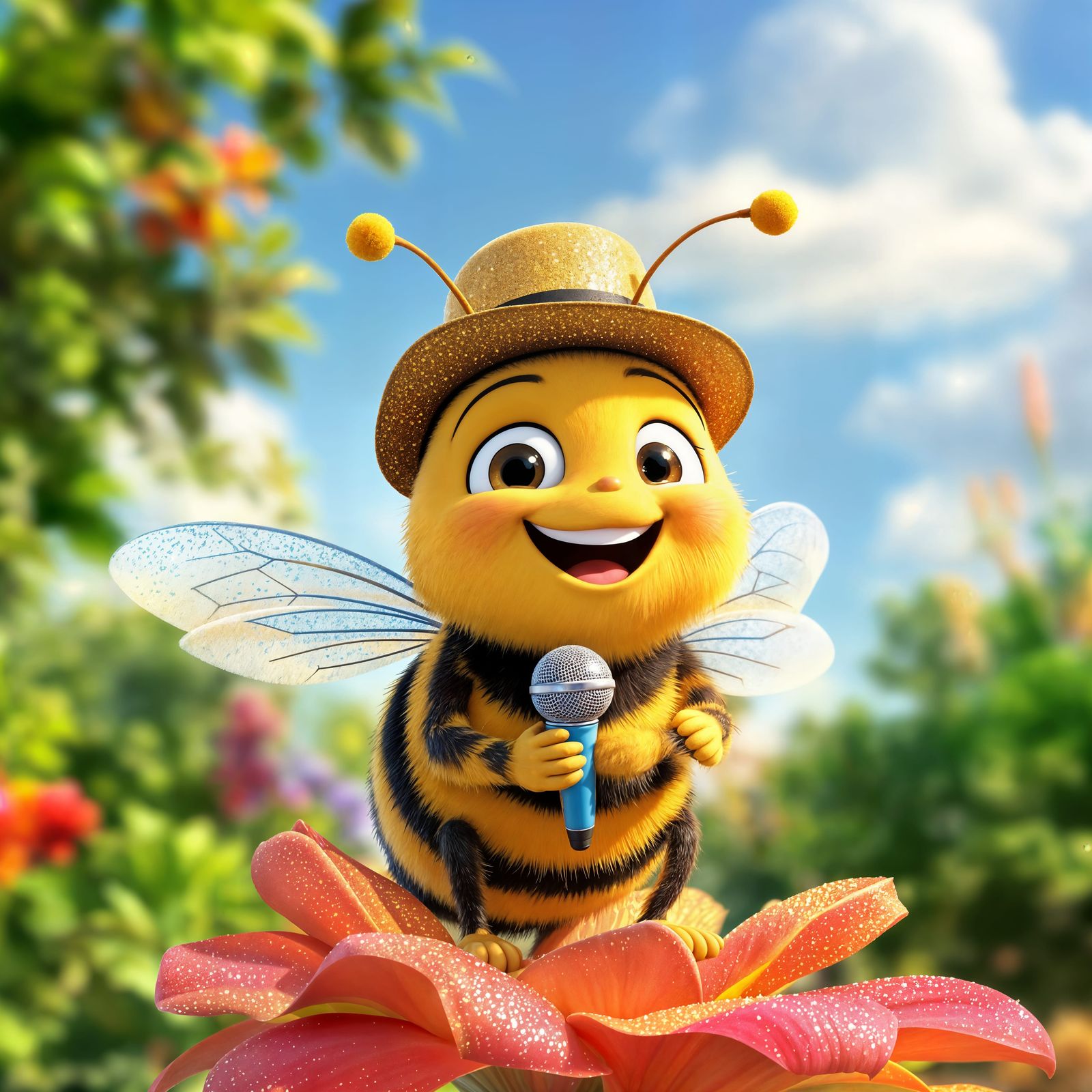 Bee Sings Sweet Melody on Sunny Day