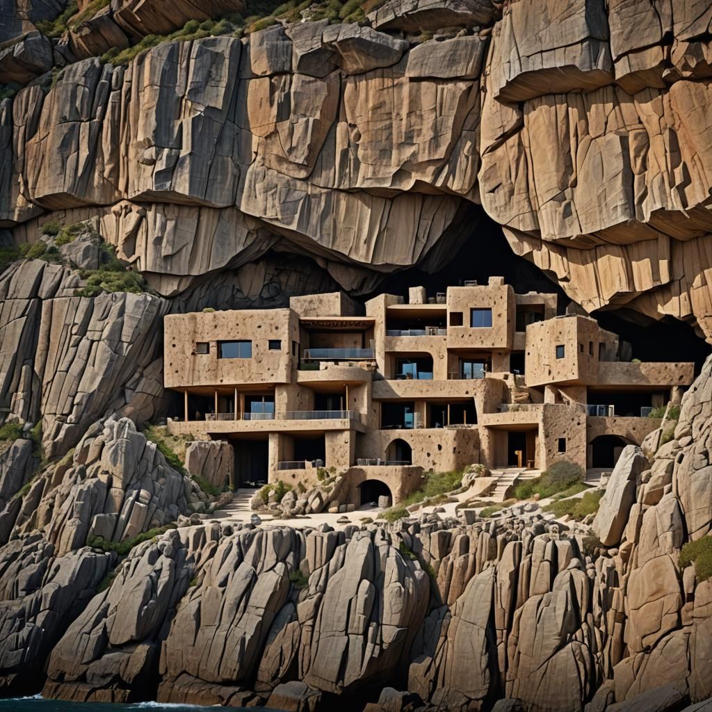Underground Island Residence Carved into Rocky Cliffs