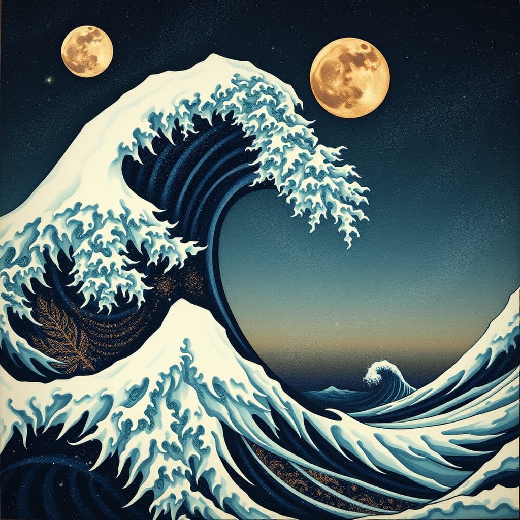 Surreal Wave Art Inspired by Ukiyo-e