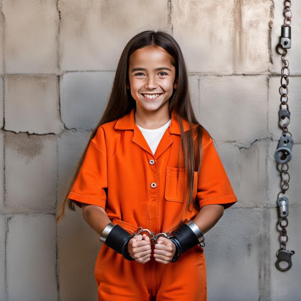 Smiling Girl in Orange Jumpsuit Portrait
