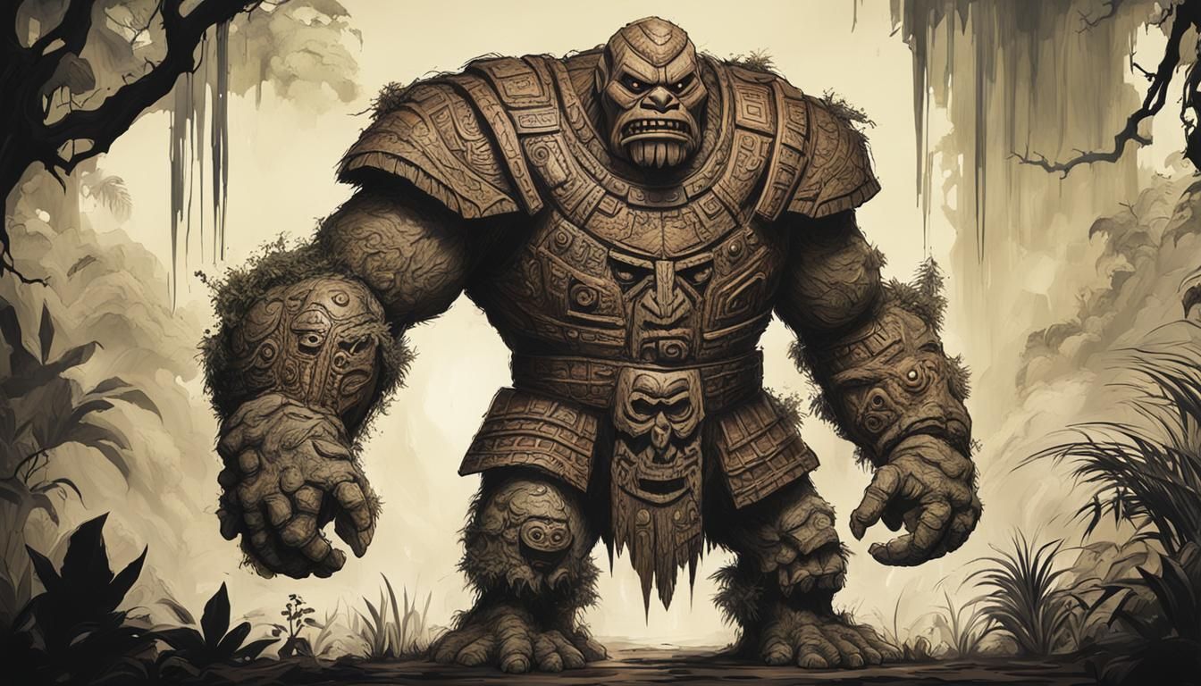 Jungle Protector: Scary Fantasy Golem with Tiki Mask