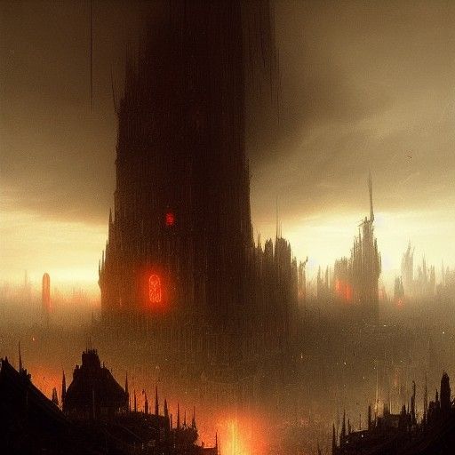 Cloaked Warrior with Scythe in Ruined City