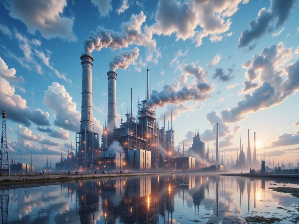 Industrial Buildings in Surreal Dreamlike Style