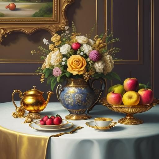 Baroque Still Life: Mouse with Gold Jewelry