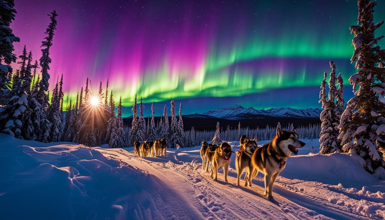 Dog Sledding Under the Northern Lights
