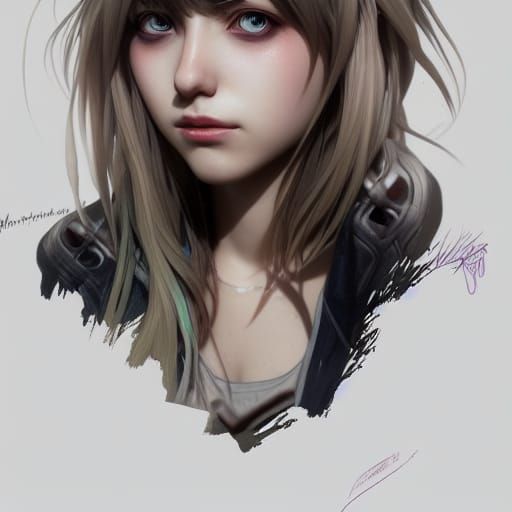 Realistic Portrait of Misa Amane in Art Nouveau Style