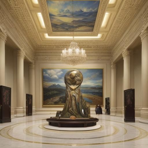 Museum Exhibition Hall in Surrealist Style