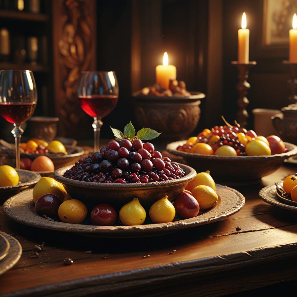 Opulent Clay Banquet in Vivid Digital Art