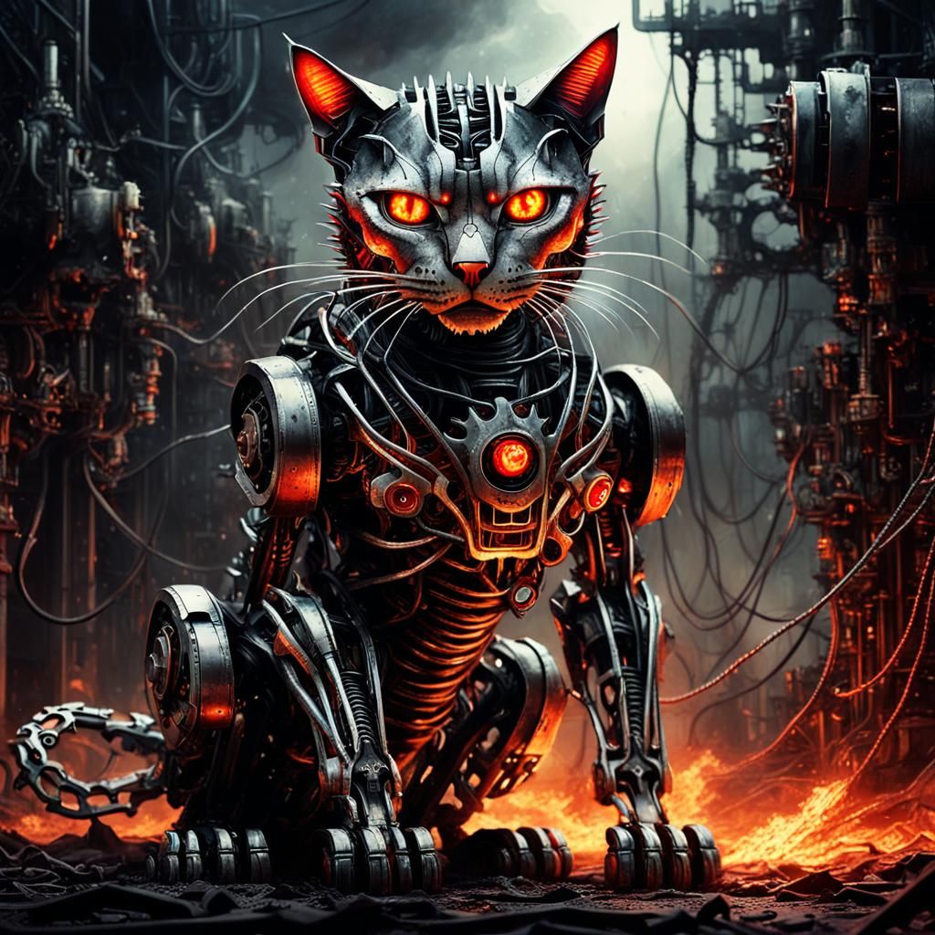 Mechanical Cat Reborn from Hellish Flames