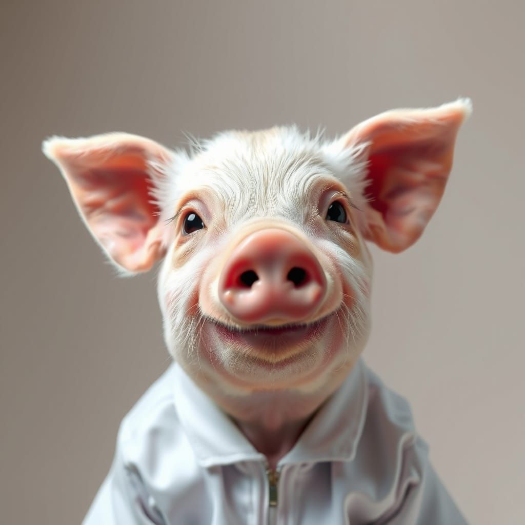 Friendly Pig Portrait in Soft Lighting