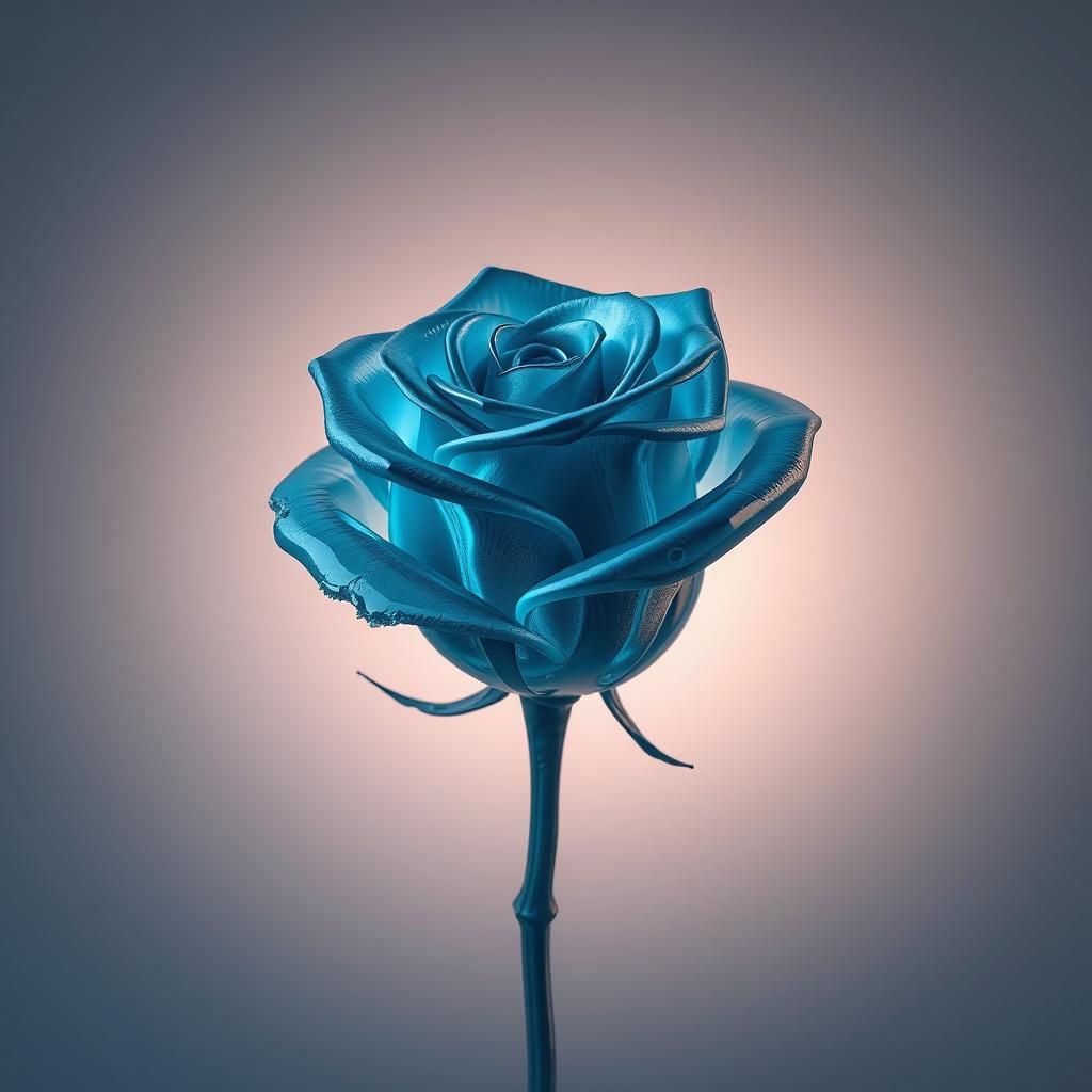 Intricate Glass Rose in Light Blue Hue