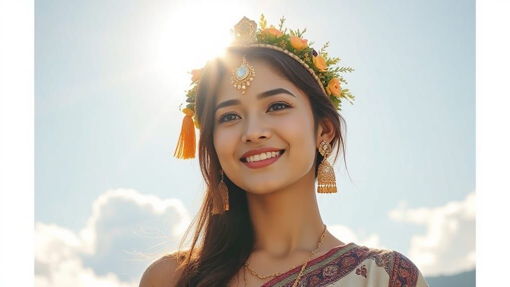 Beautiful Woman in Heavenly Sunshine