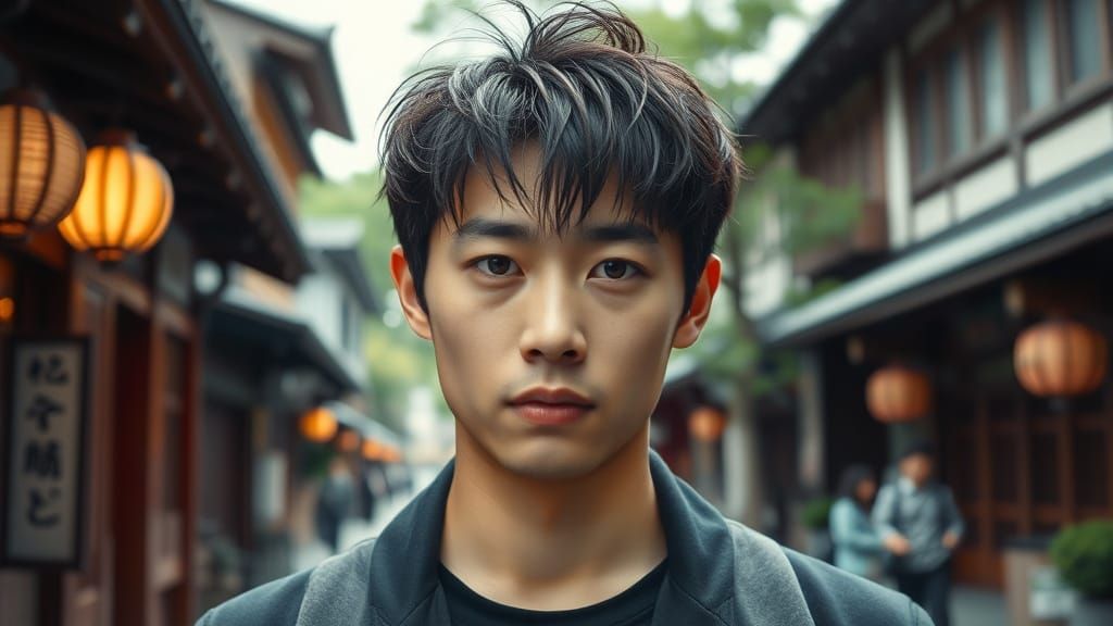 Japanese Man in Kyoto's Serene Streets