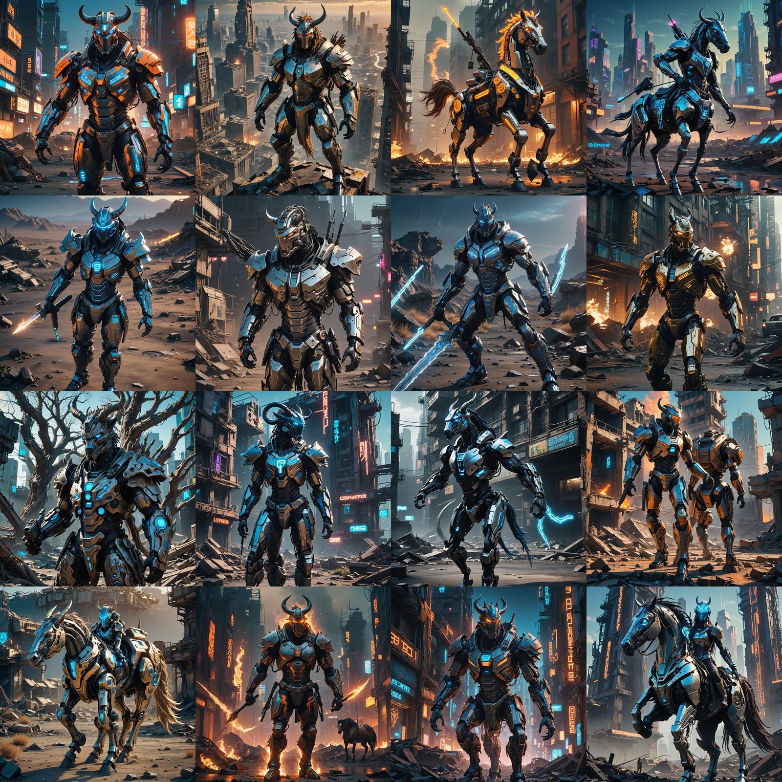 Futuristic Centaur Warrior in Apocalyptic 3D Render