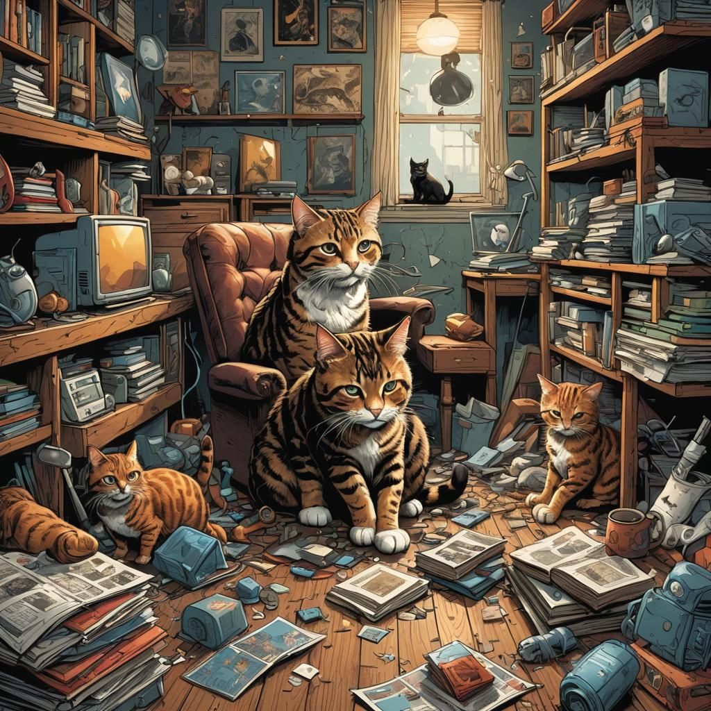 Cats as Rock Stars in Comic Book Art