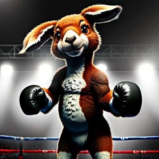 Boxing Kangaroo with Oversized Gloves