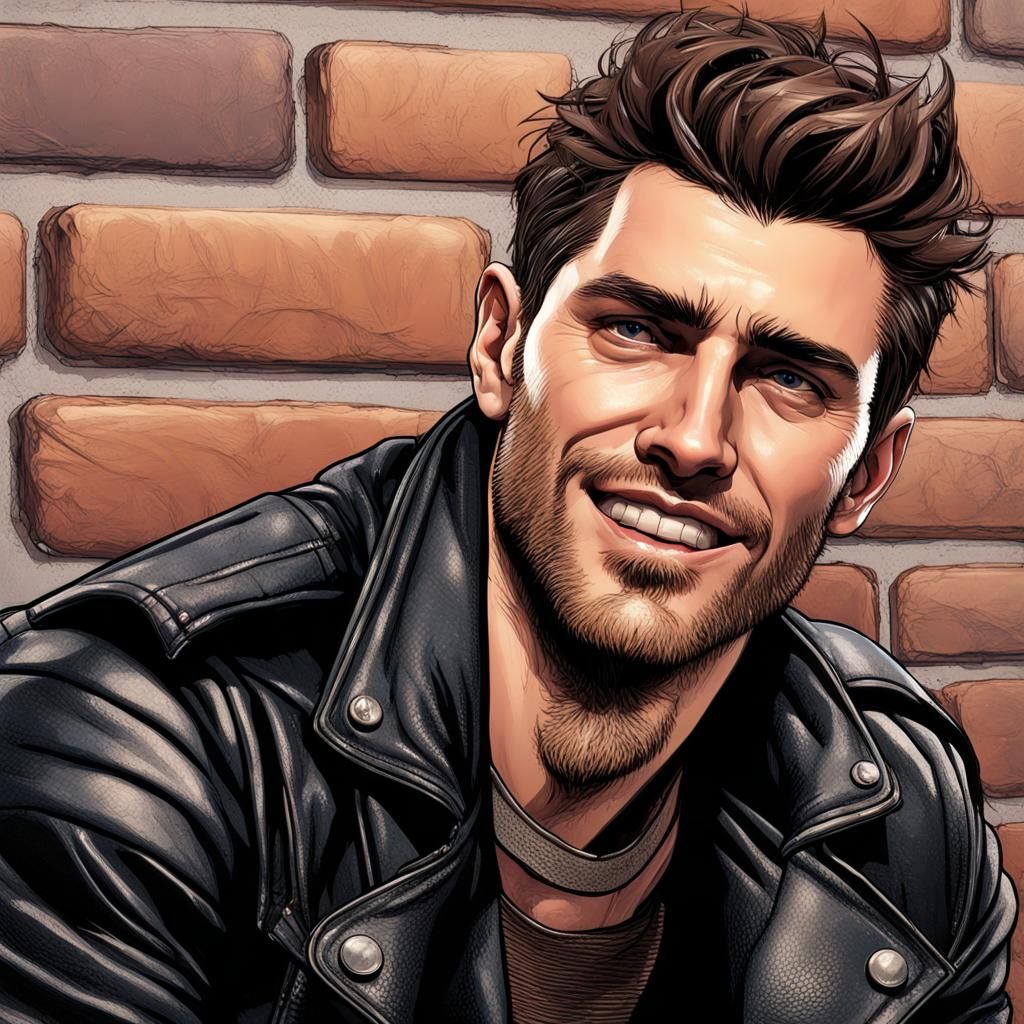 Leather Jacket Man: Hyperdetailed Digital Portrait