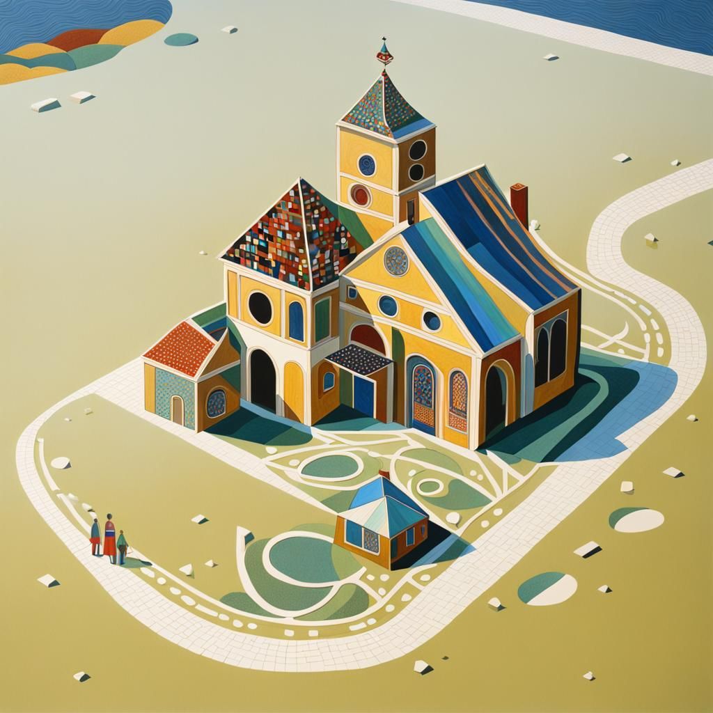 Folk Art with Isometric Abstract and Filigree