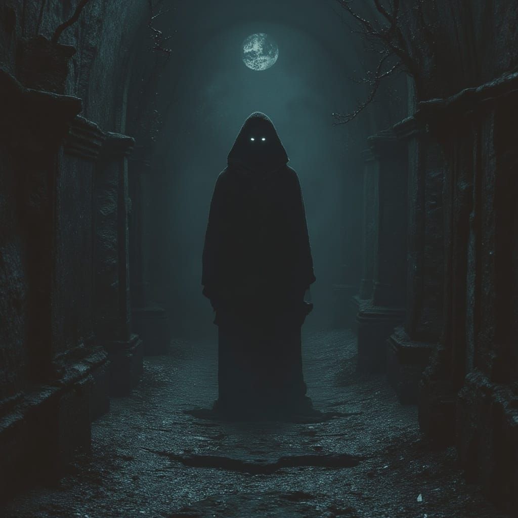 Eerie Figure in Mist-Shrouded Landscape