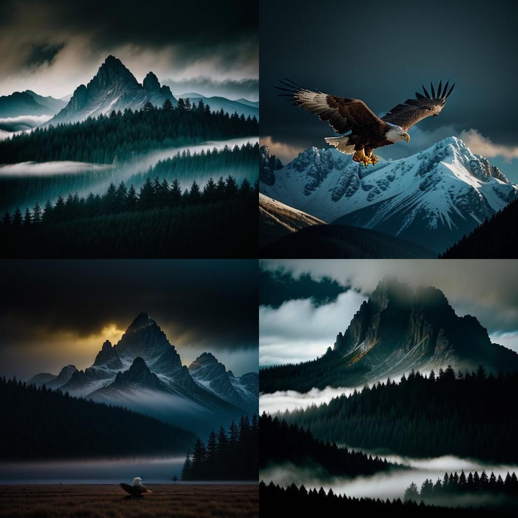 Eagle Soaring in Polish Tatry: Cinematic Film Still