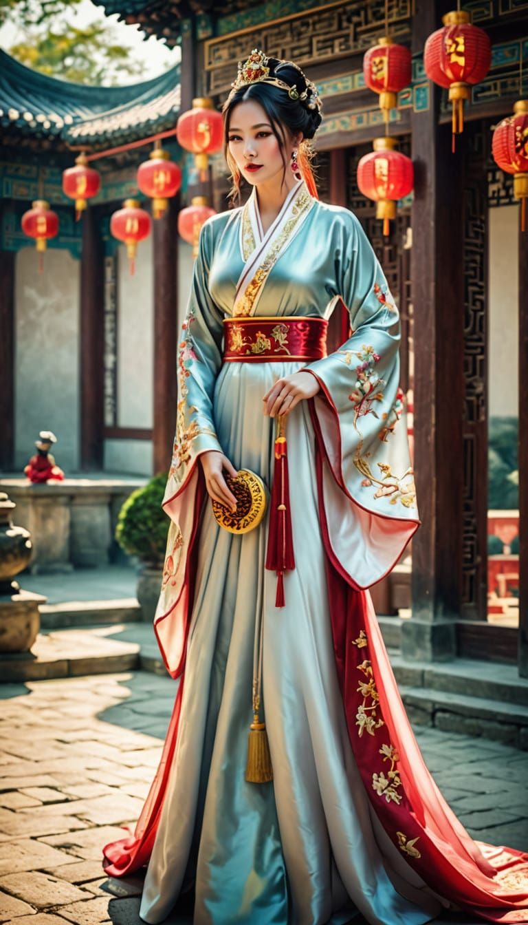 Elegant Imperial Concubine in Dreamy Palace Setting