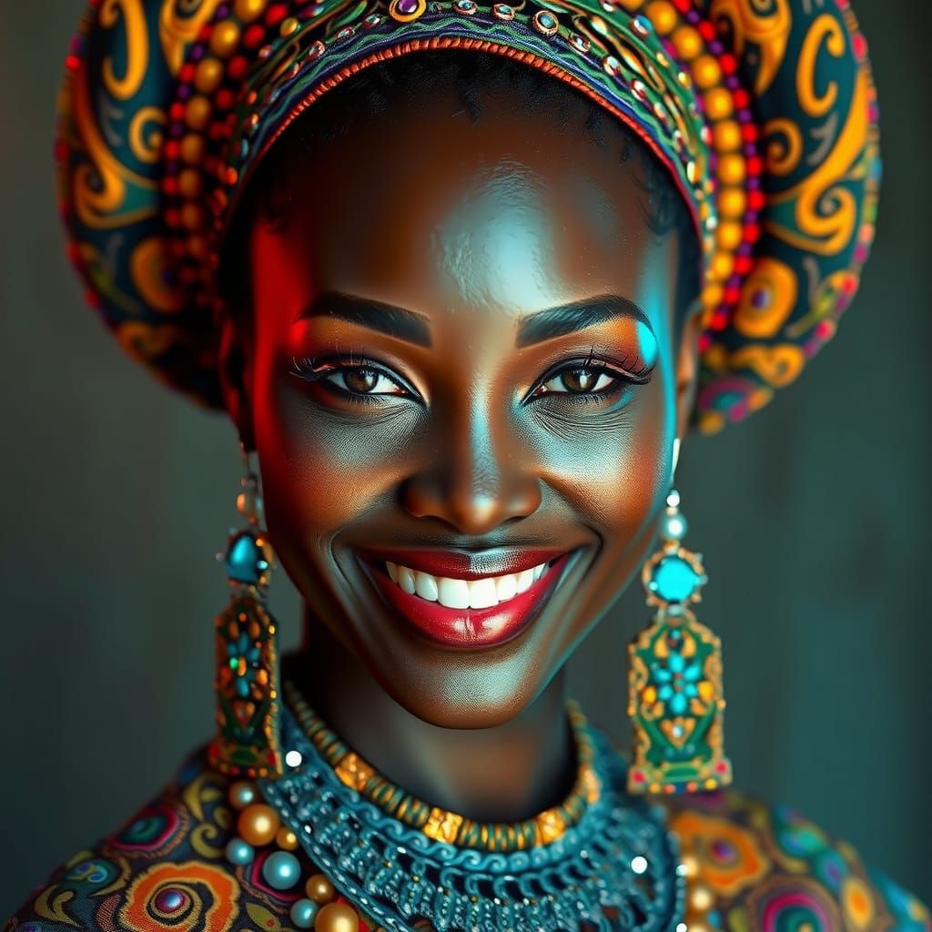 Naomi Campbell in Cyberpunk African Fashion Portrait