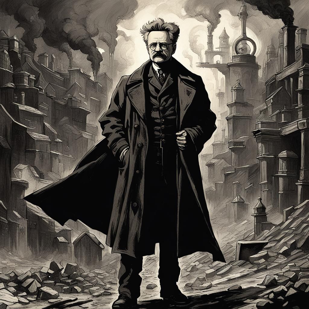 Trotsky-esque Figure in Arcanum-Inspired Dark Fantasy World