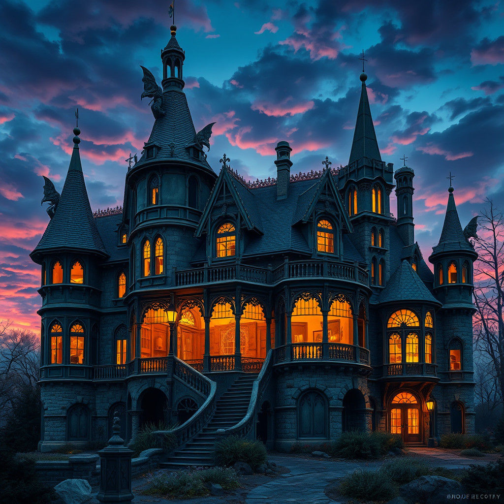 Mystical Mansion at Twilight: Matte Painting