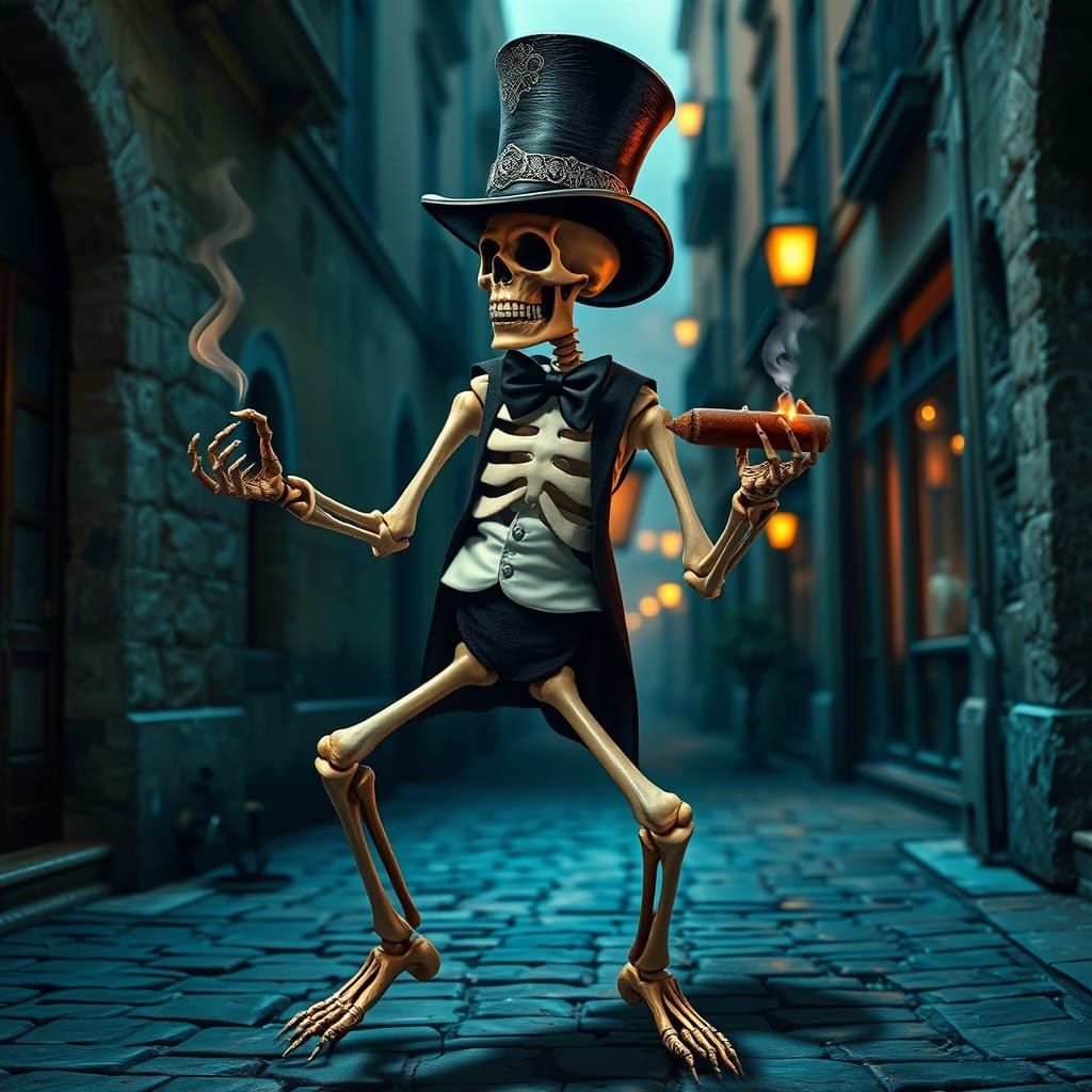 Lively Skeleton Dances Tarantella in Whimsical High-Fantasy ...