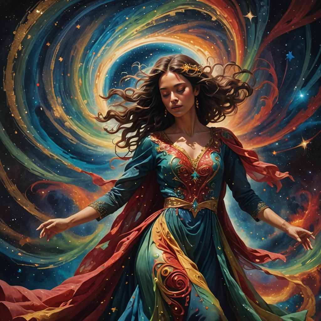 Cosmic Dancer in a Starry Dreamscape