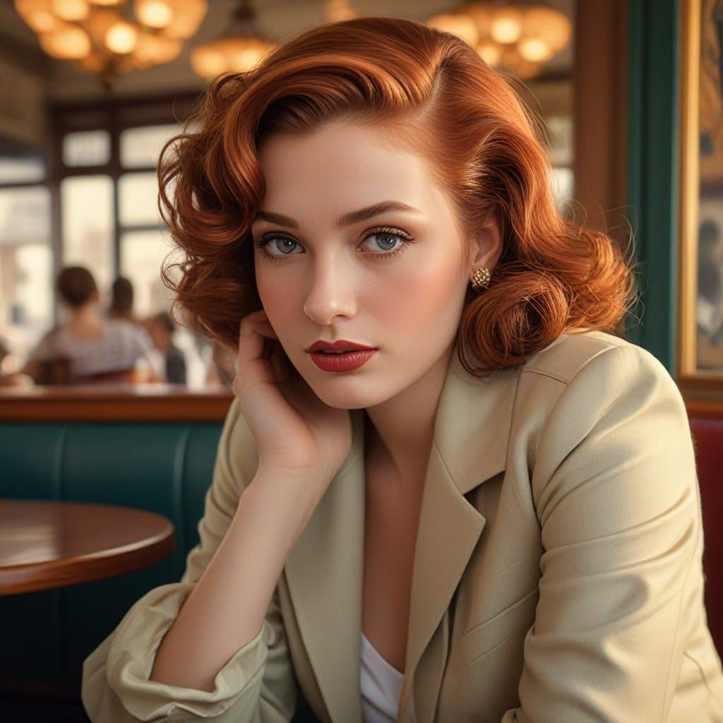 Parisian Cafe Woman: Pin-Up Oil Painting