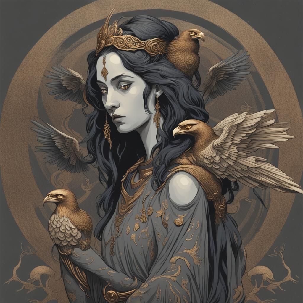 Harpy in Editorial Illustration Style
