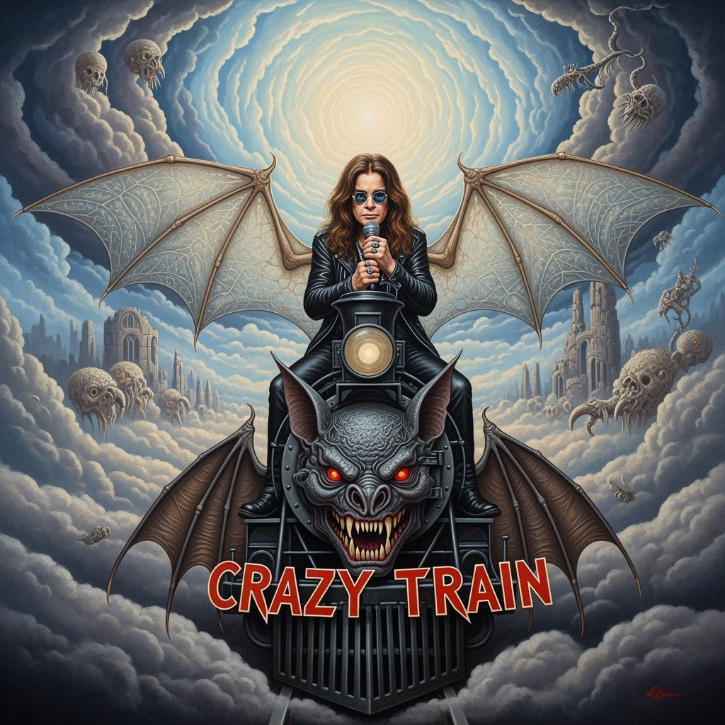 Ozzy Osbourne on Crazy Train as Dark Oil Painting