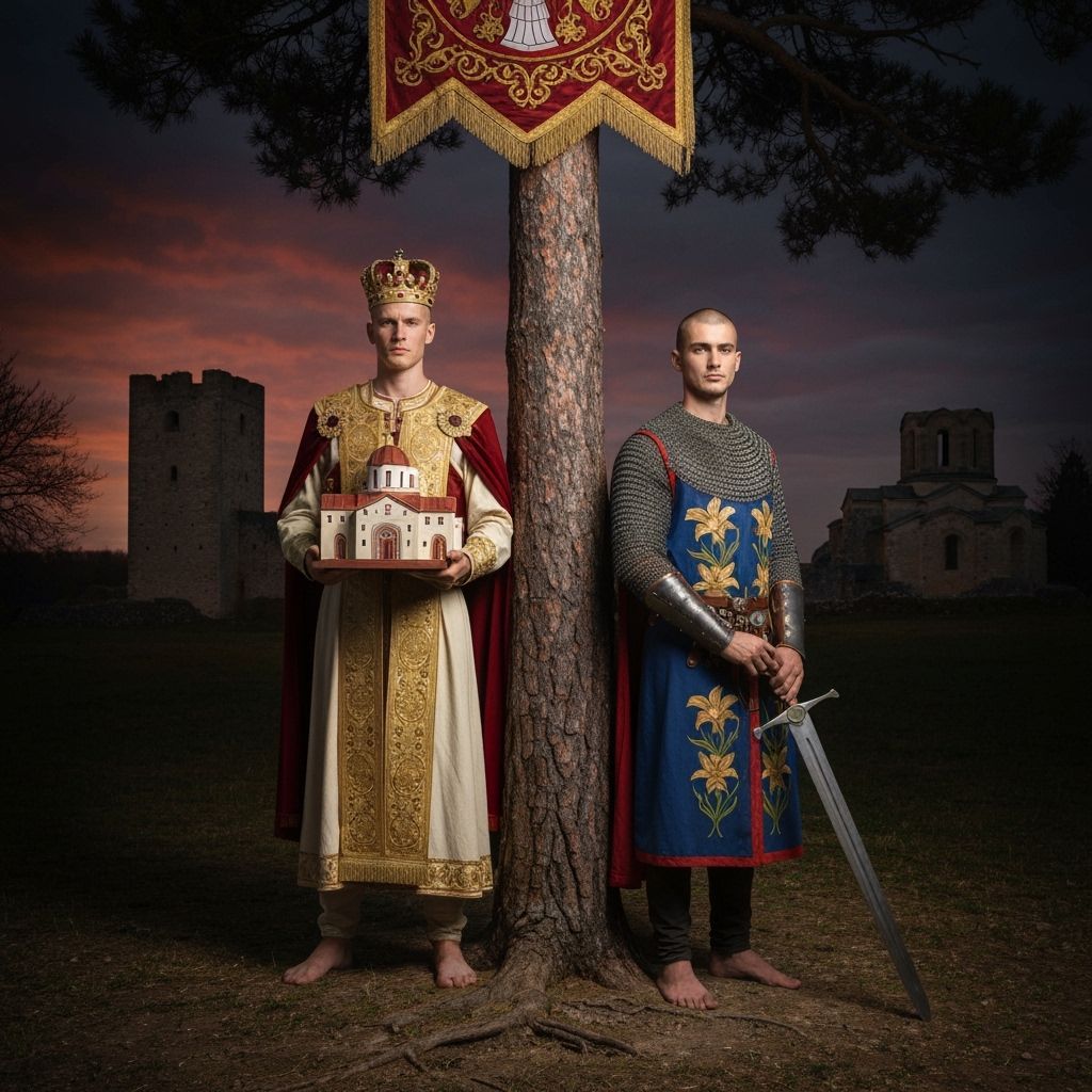 Pre-Raphaelite Knights Under Crimson Skies