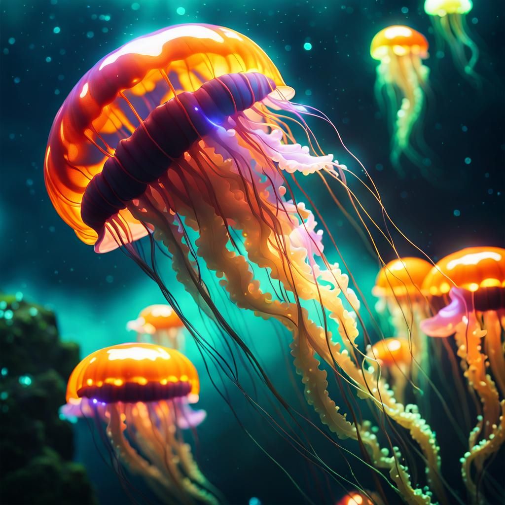 Glowing Mythical Jellyfish in Cinematic Still Life