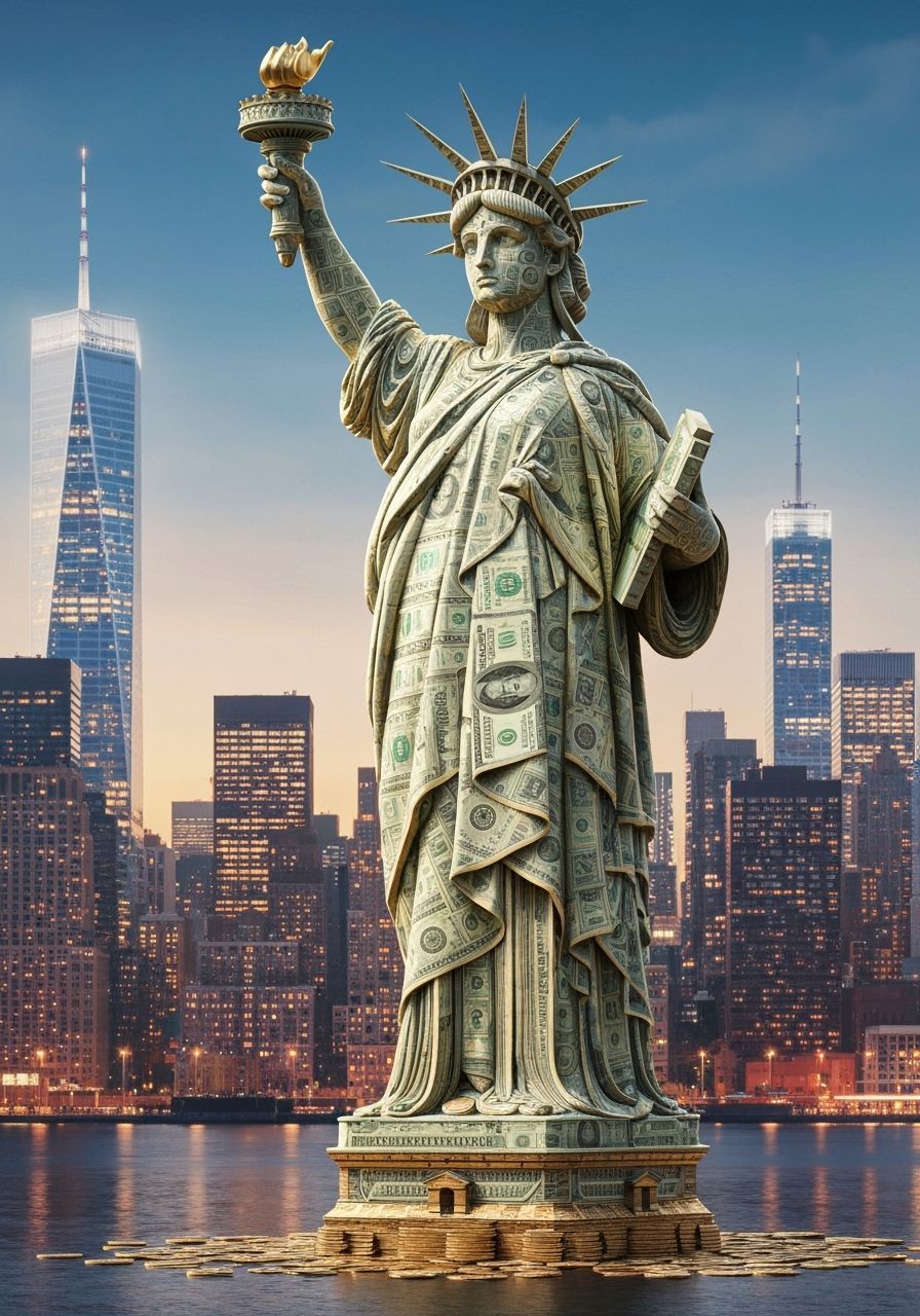 Statue of Liberty Made of Money in NYC