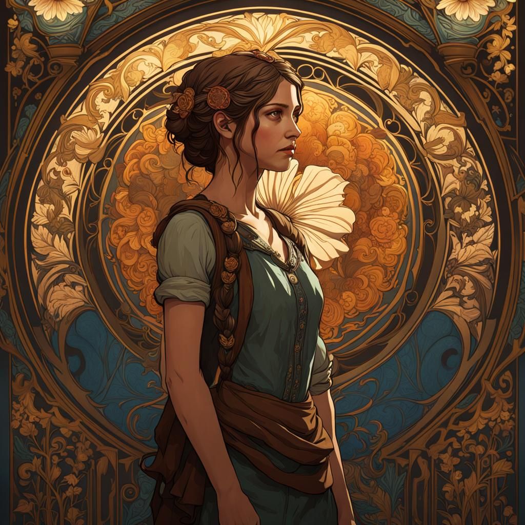 Ellie from 'The Last of Us' in Art Nouveau Style