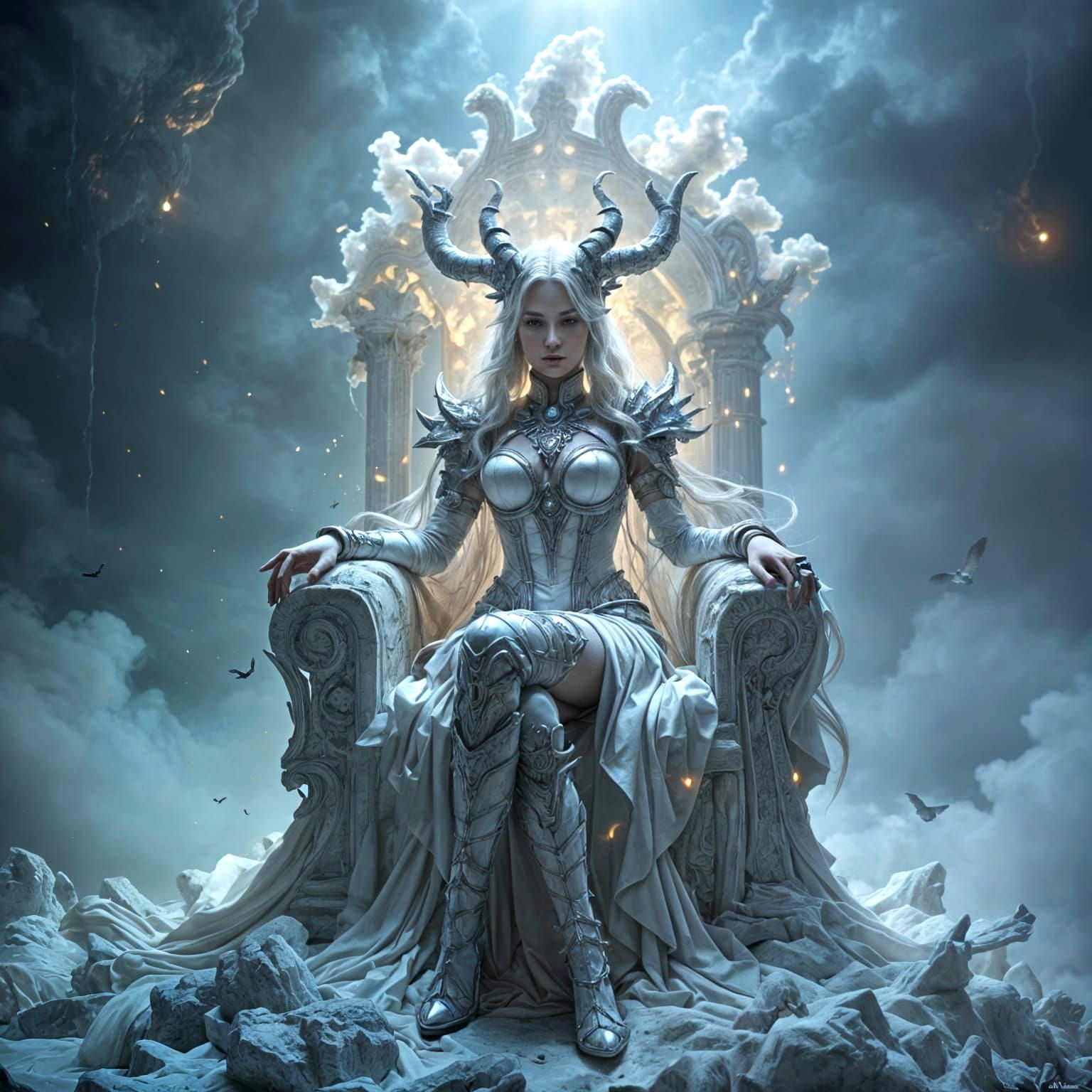 Surreal Goddess Reigns Supreme in Ethereal Cloud Realm