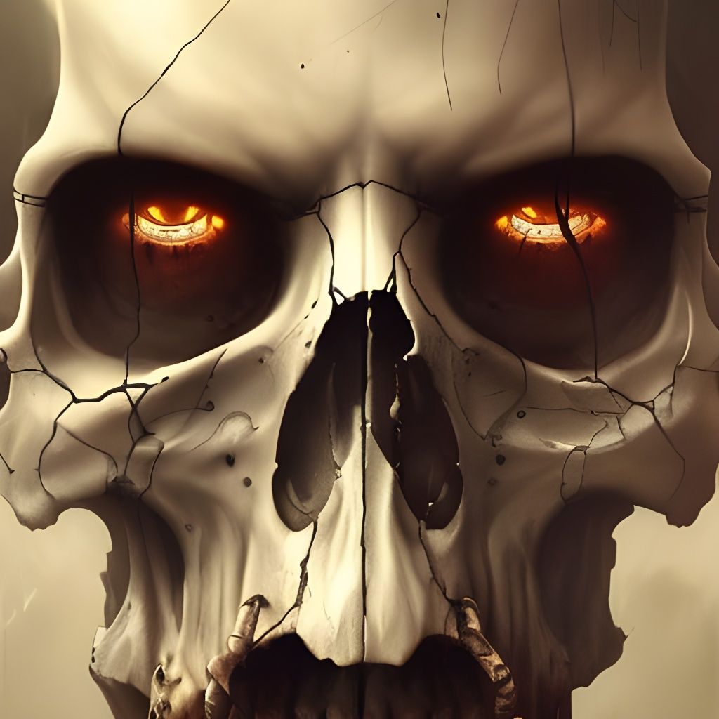 Half Skull Face in Dark Fantasy Style