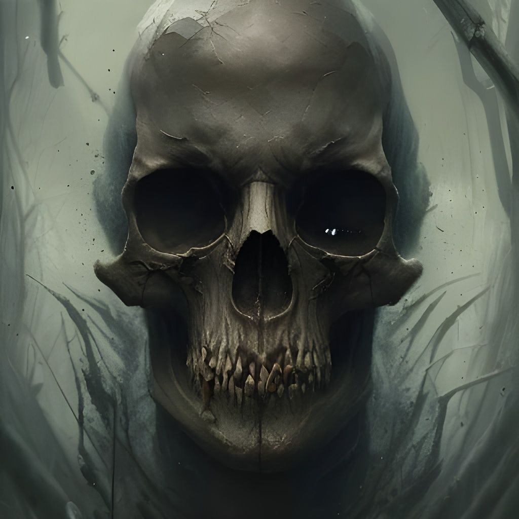 Half Skull Face in Dark Fantasy Style