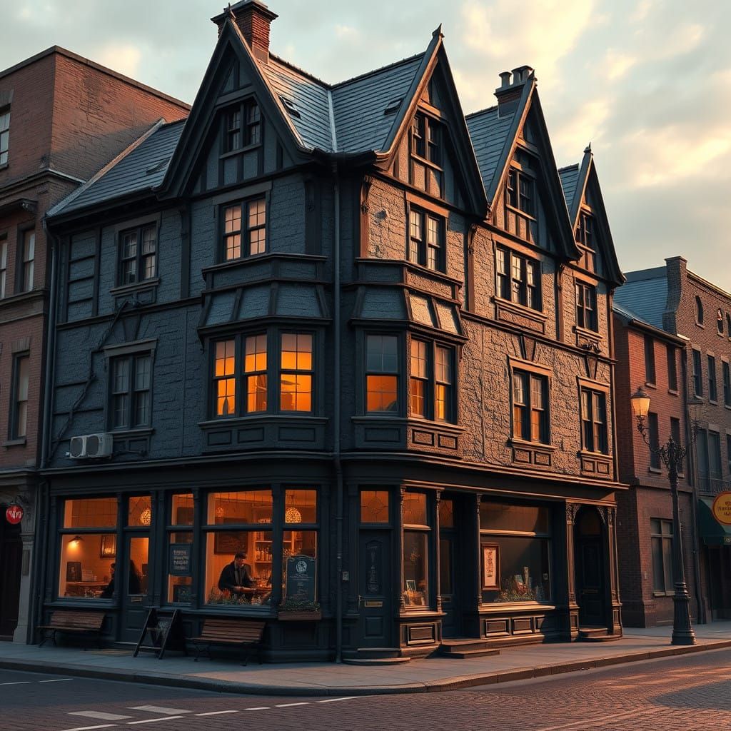 Historic Neotraditional Building in Warm Golden Light