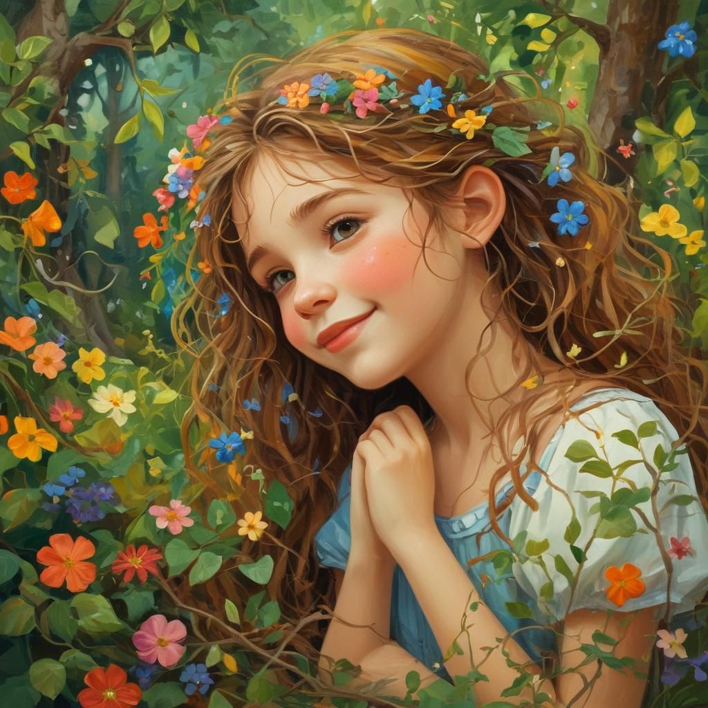 Surreal Whimsy in Impasto Colors: Gentle Dreamer's Forest