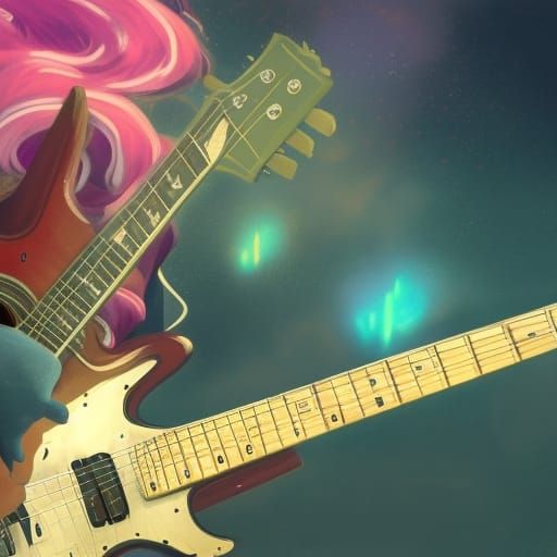 Kirby Shreds Guitar: Detailed Matte Painting